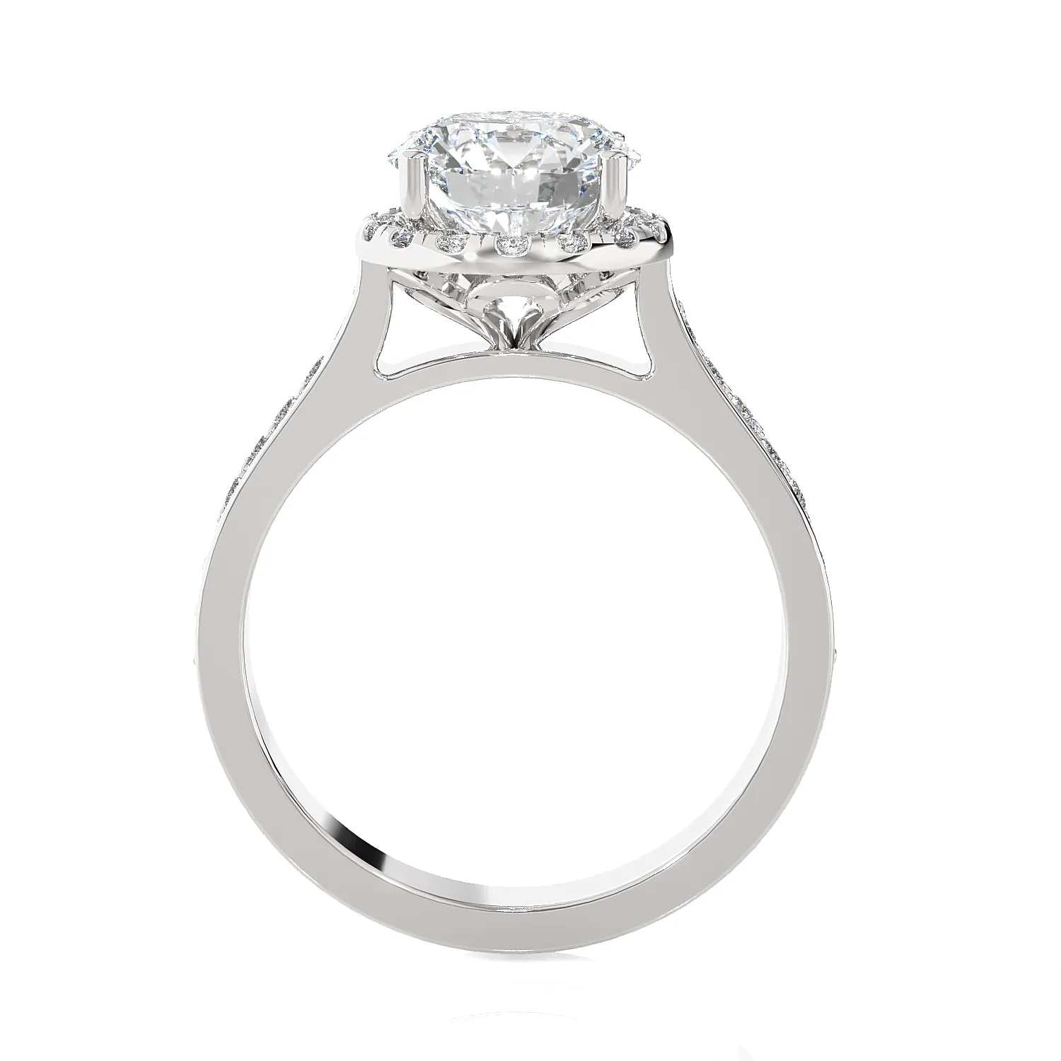 1 7/8 ctw Round Lab Grown Diamond Side Stone Engagement Ring