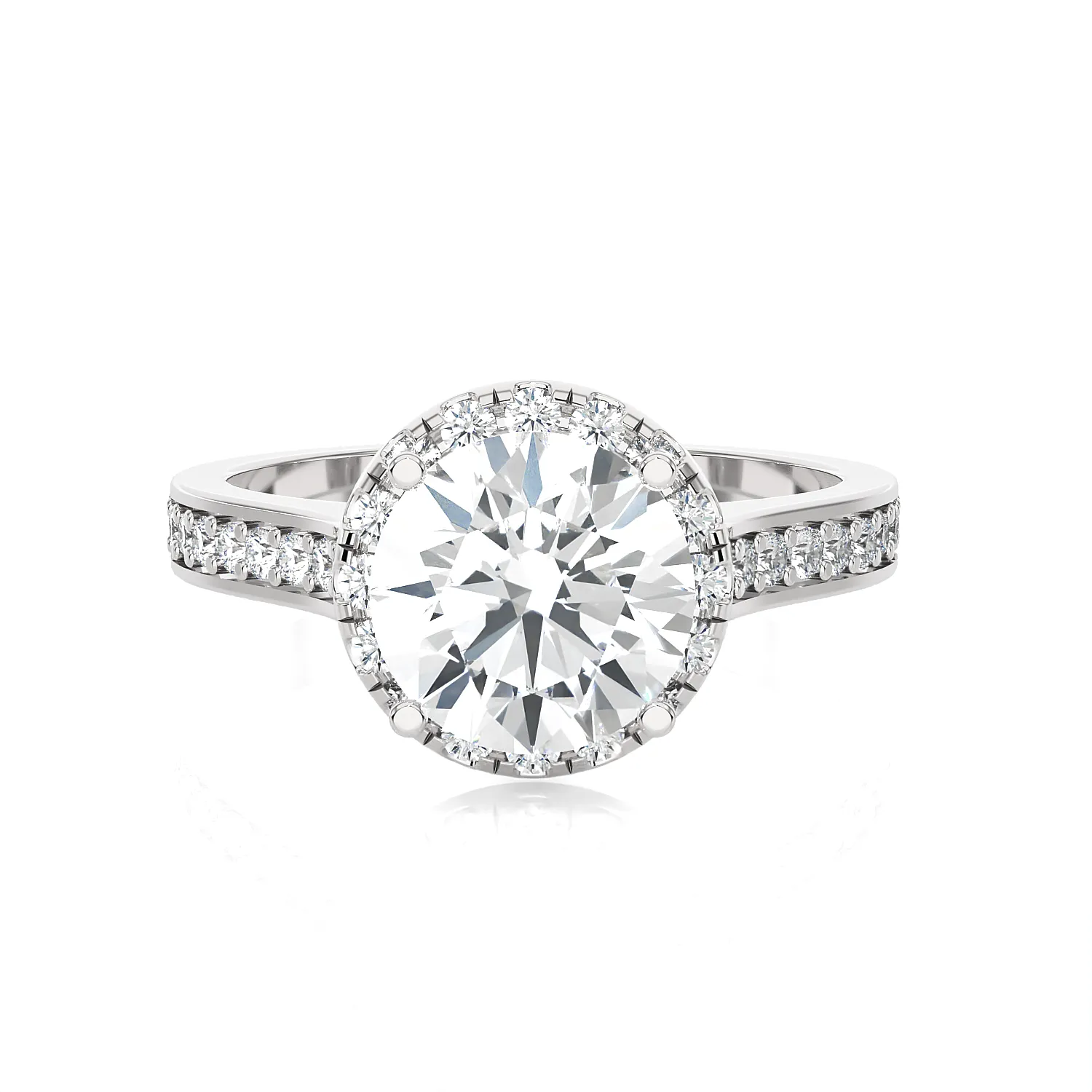 1 7/8 ctw Round Lab Grown Diamond Side Stone Engagement Ring