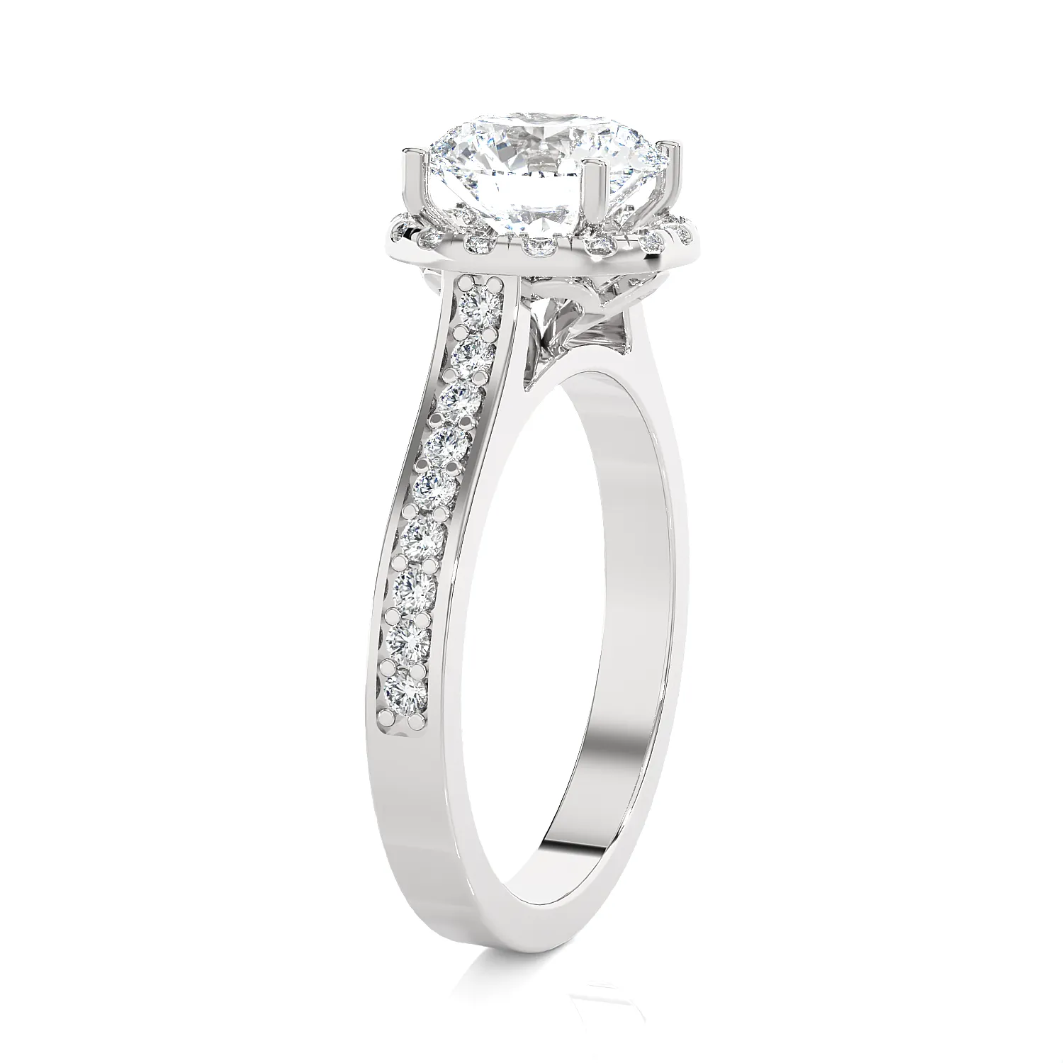 1 7/8 ctw Round Lab Grown Diamond Side Stone Engagement Ring