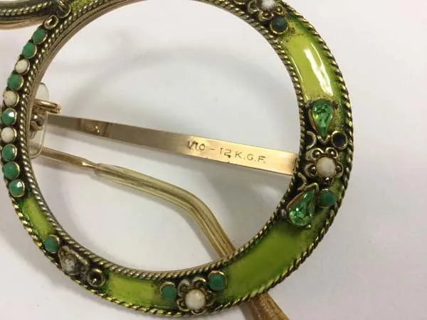1960s Christian Dior Gold Filled Green Enamel Round Eye Sunglasses Frame