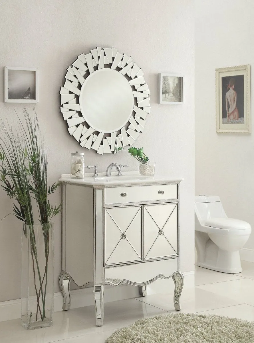 30" inch Adelisa Mirrored Bathroom Vanity with Italian Carrara Marble Countertop BC-506SL-RA