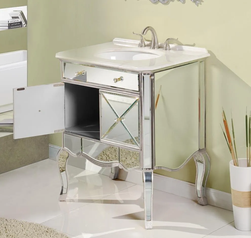 30" inch Adelisa Mirrored Bathroom Vanity with Italian Carrara Marble Countertop BC-506SL-RA