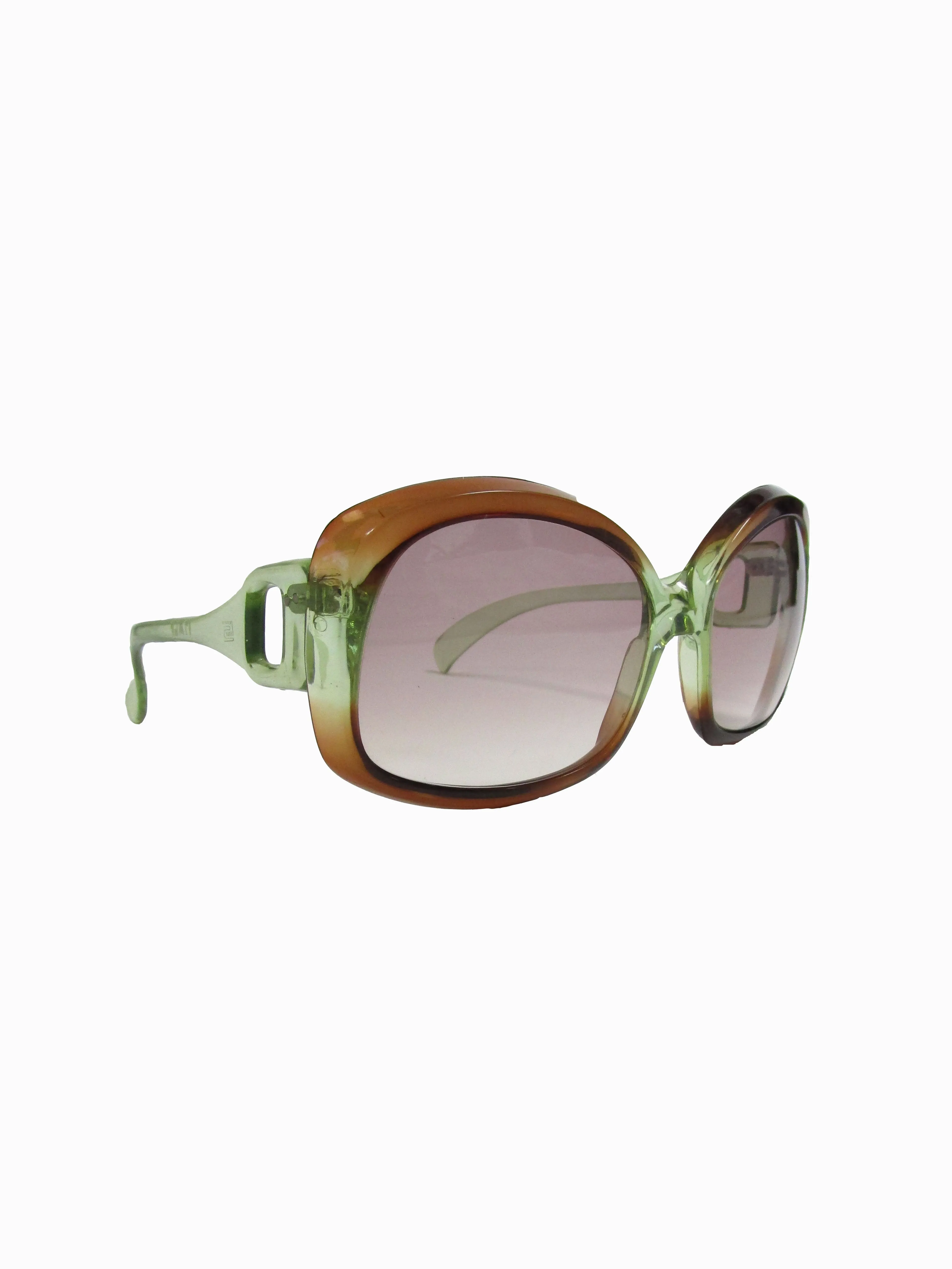 70s Italian Mod Green to Brown Ombre Sunglasses