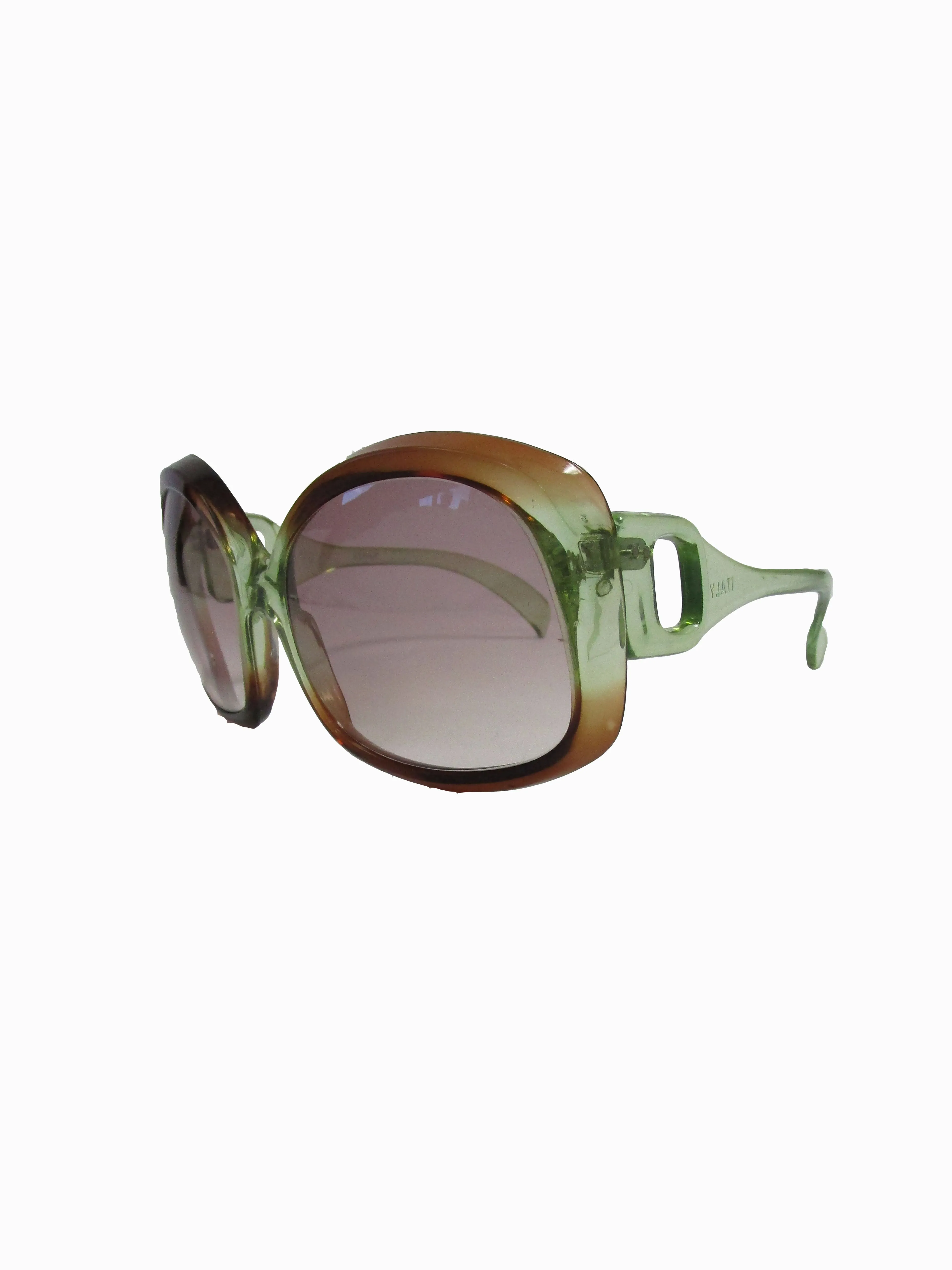 70s Italian Mod Green to Brown Ombre Sunglasses