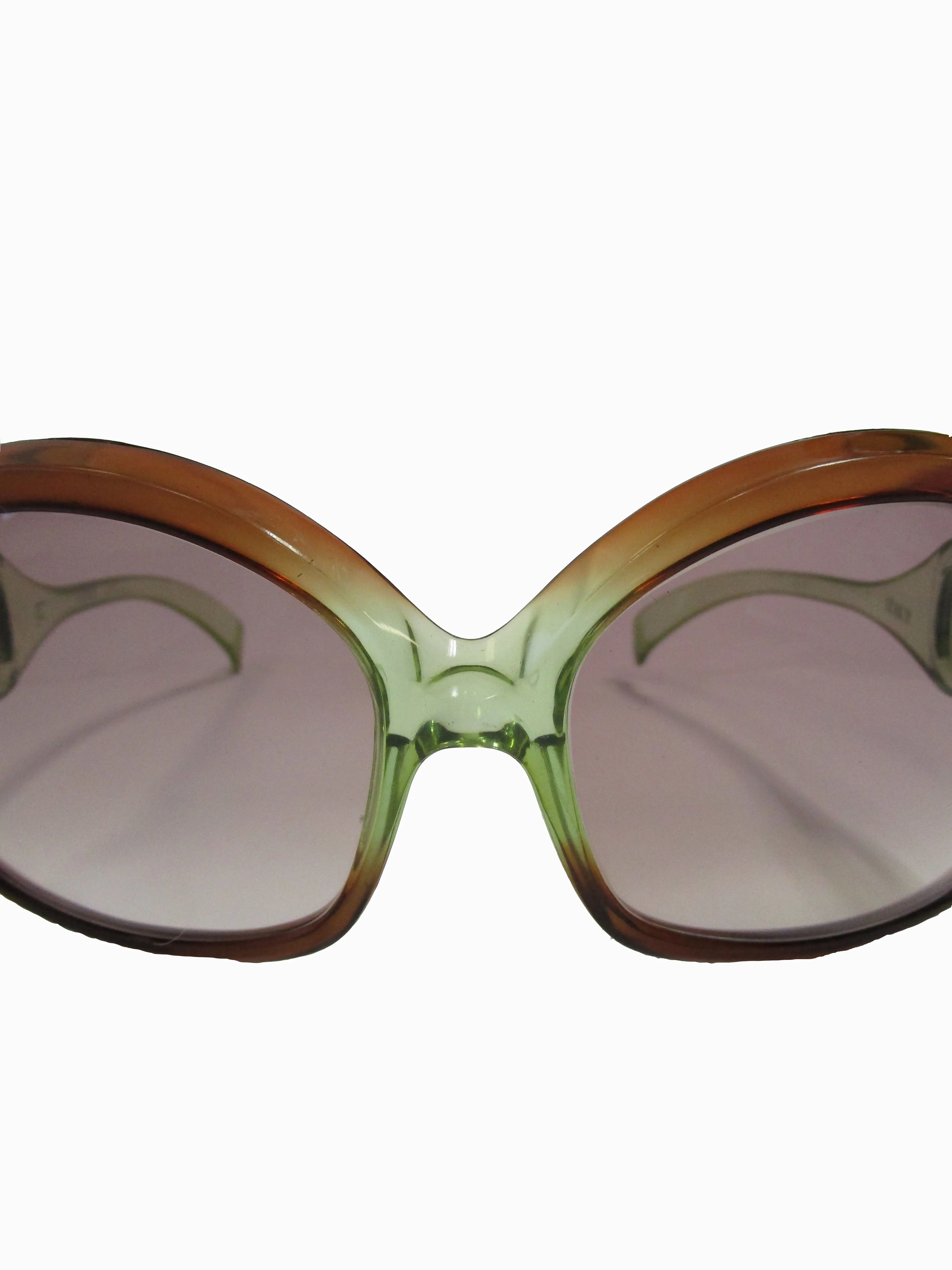 70s Italian Mod Green to Brown Ombre Sunglasses