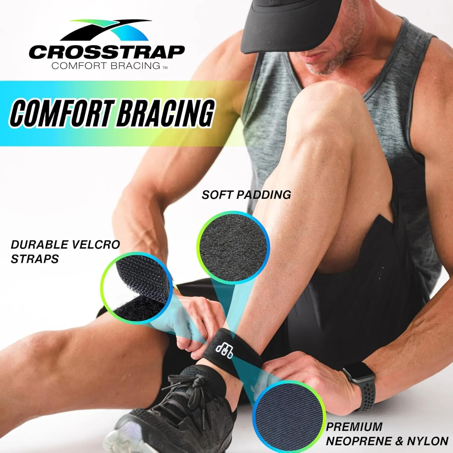 Achilles Strap - Ankle Support for Achilles Tendonitis - Support Brace for Men and Women - Neoprene Ankle Support for Running Cycling Sports