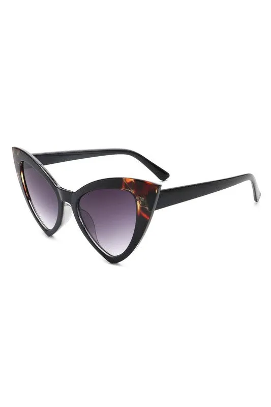 Angular Cat-Eye Sunglasses - Black & Tortoiseshell