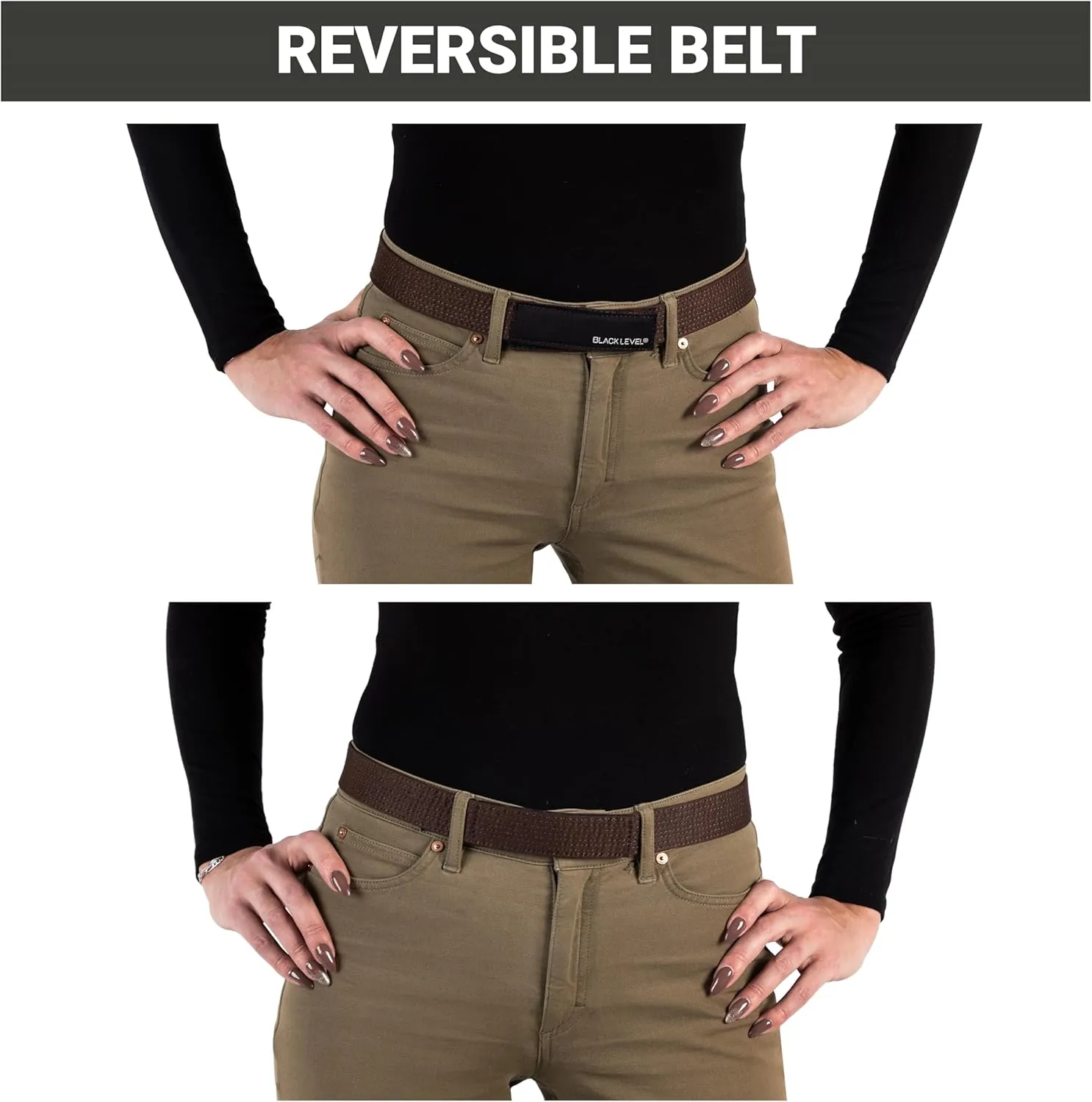 BLACKLEVEL Buckle-Free Belt | Men and Women | Metal-Free Belt | Comfortable and Lightweight | Precise Fit
