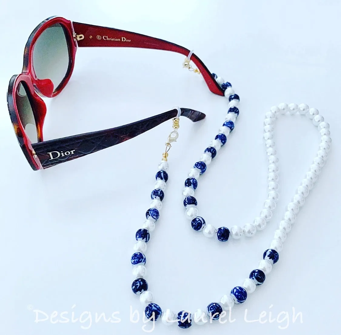 Chinoiserie Chic Pearl Eyeglass / Sunglass / Mask Holder / Lanyard Chain / Necklace -2 Styles