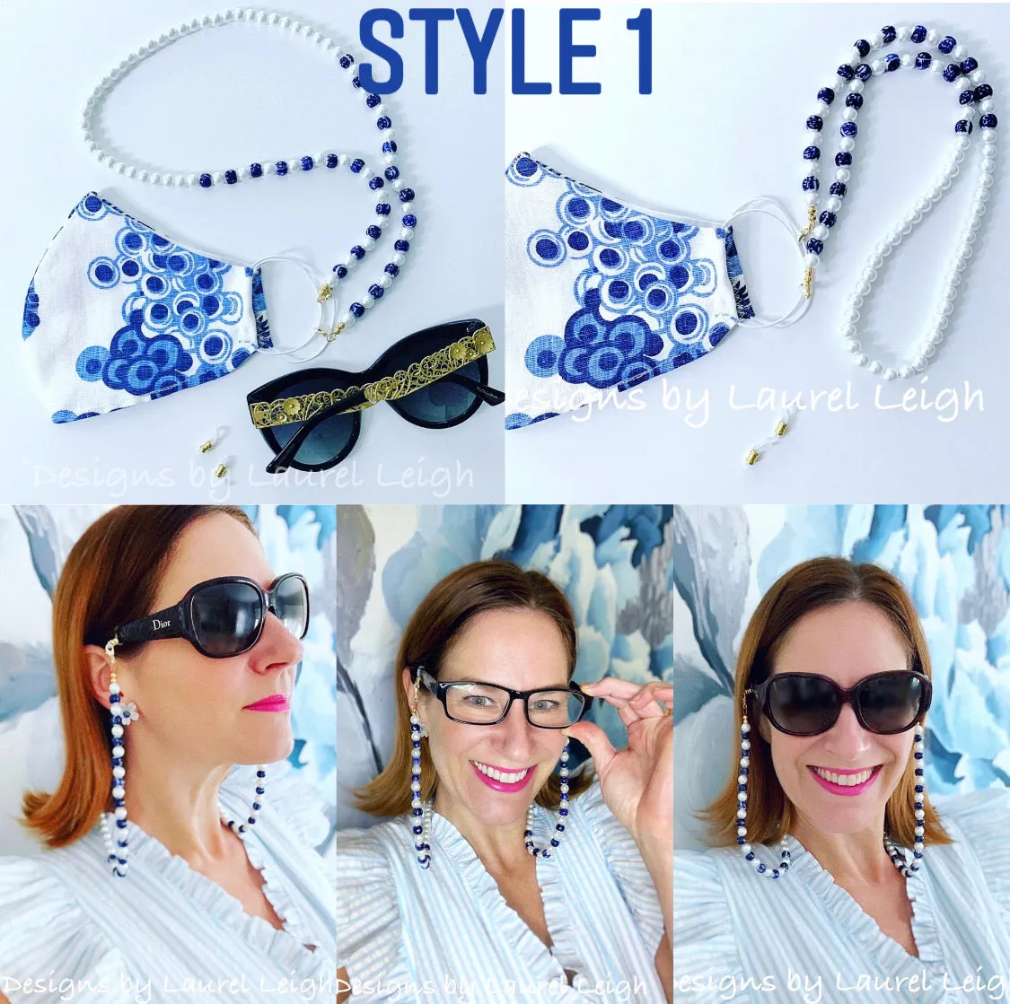Chinoiserie Chic Pearl Eyeglass / Sunglass / Mask Holder / Lanyard Chain / Necklace -2 Styles