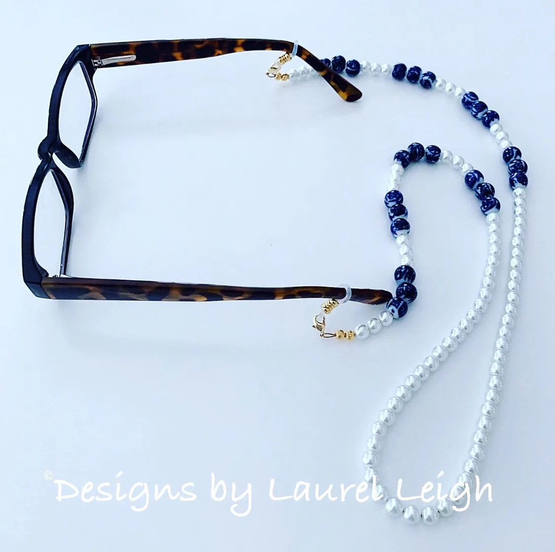 Chinoiserie Chic Pearl Eyeglass / Sunglass / Mask Holder / Lanyard Chain / Necklace -2 Styles