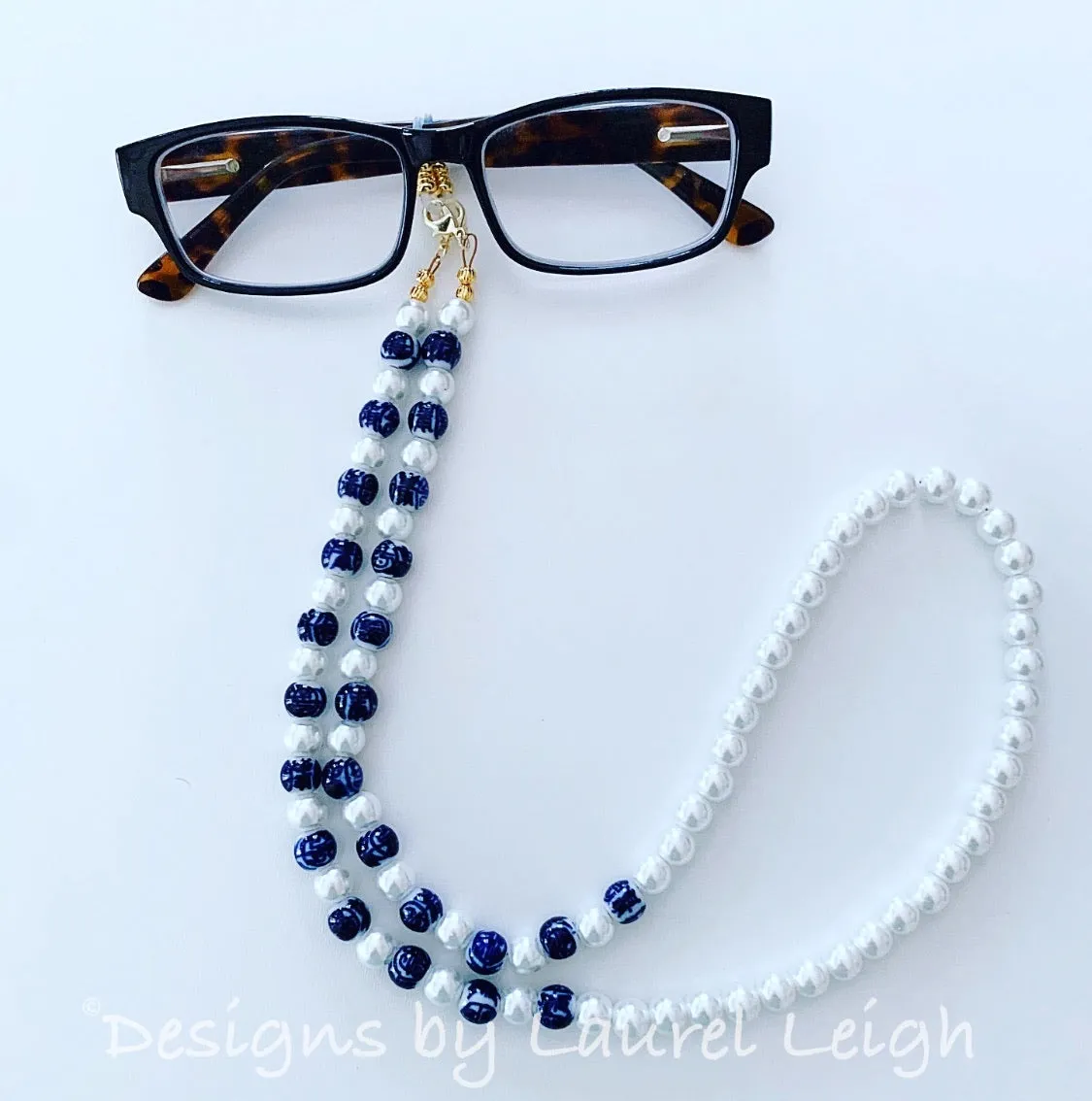 Chinoiserie Chic Pearl Eyeglass / Sunglass / Mask Holder / Lanyard Chain / Necklace -2 Styles