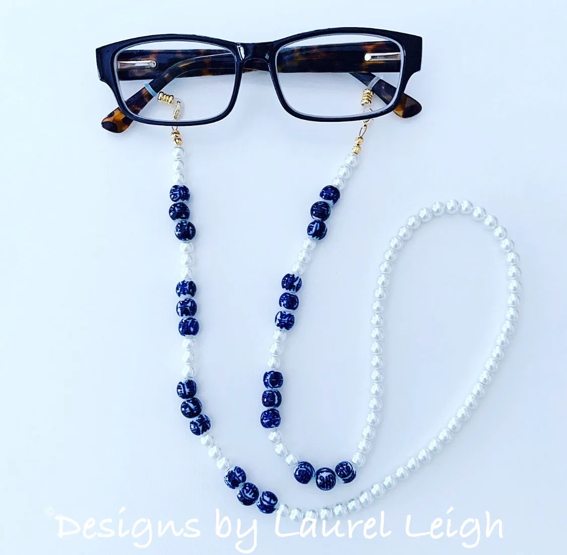 Chinoiserie Chic Pearl Eyeglass / Sunglass / Mask Holder / Lanyard Chain / Necklace -2 Styles