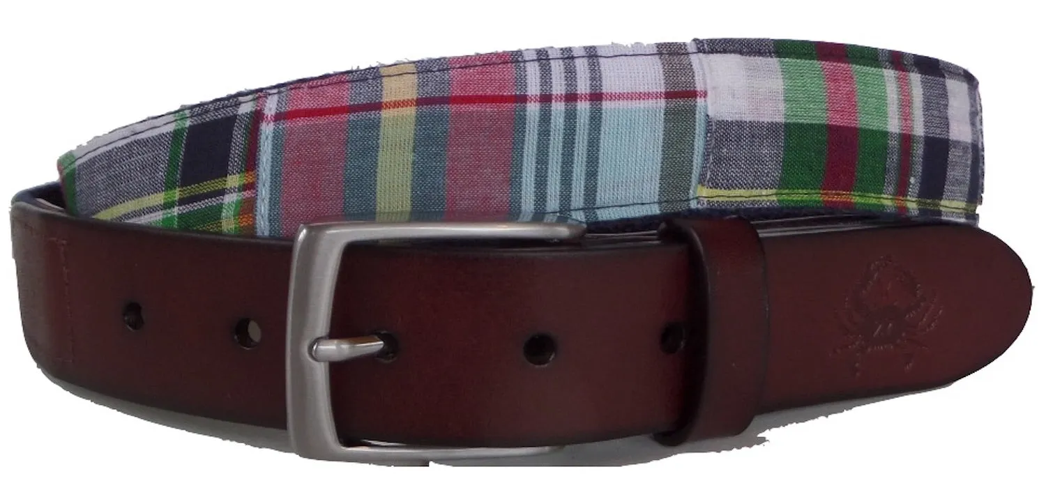 Classic Plaid Fabric Leather Belt
