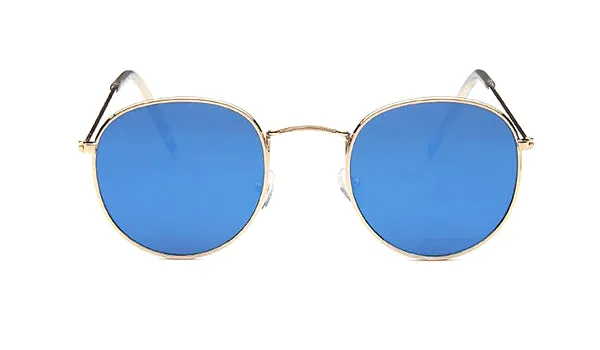 Classy Men Round Sunglasses Blue Gold