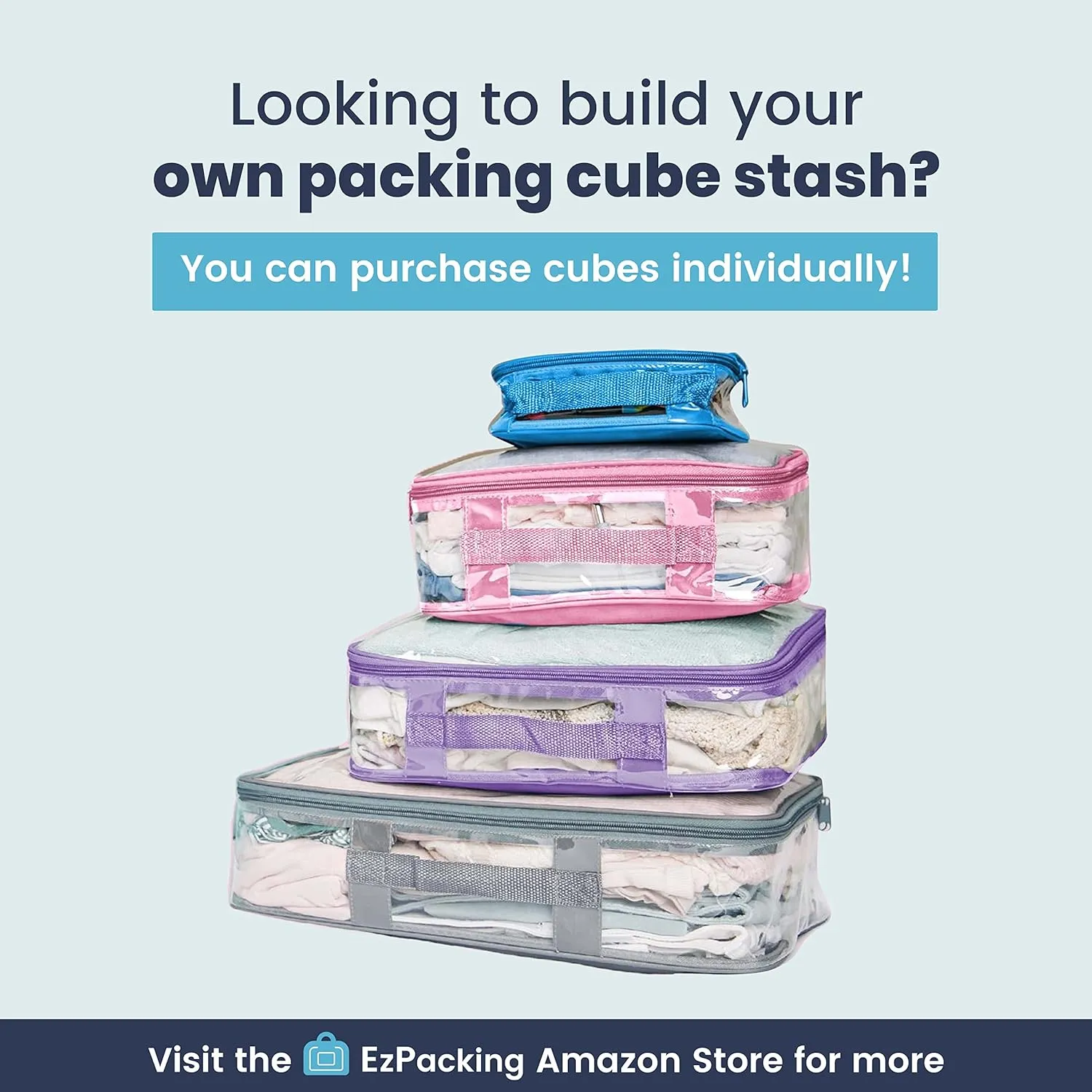 Clear Packing Cubes set of 4 / Packs 7-10 Days of Clothes/Premium PVC Plastic Storage Cube