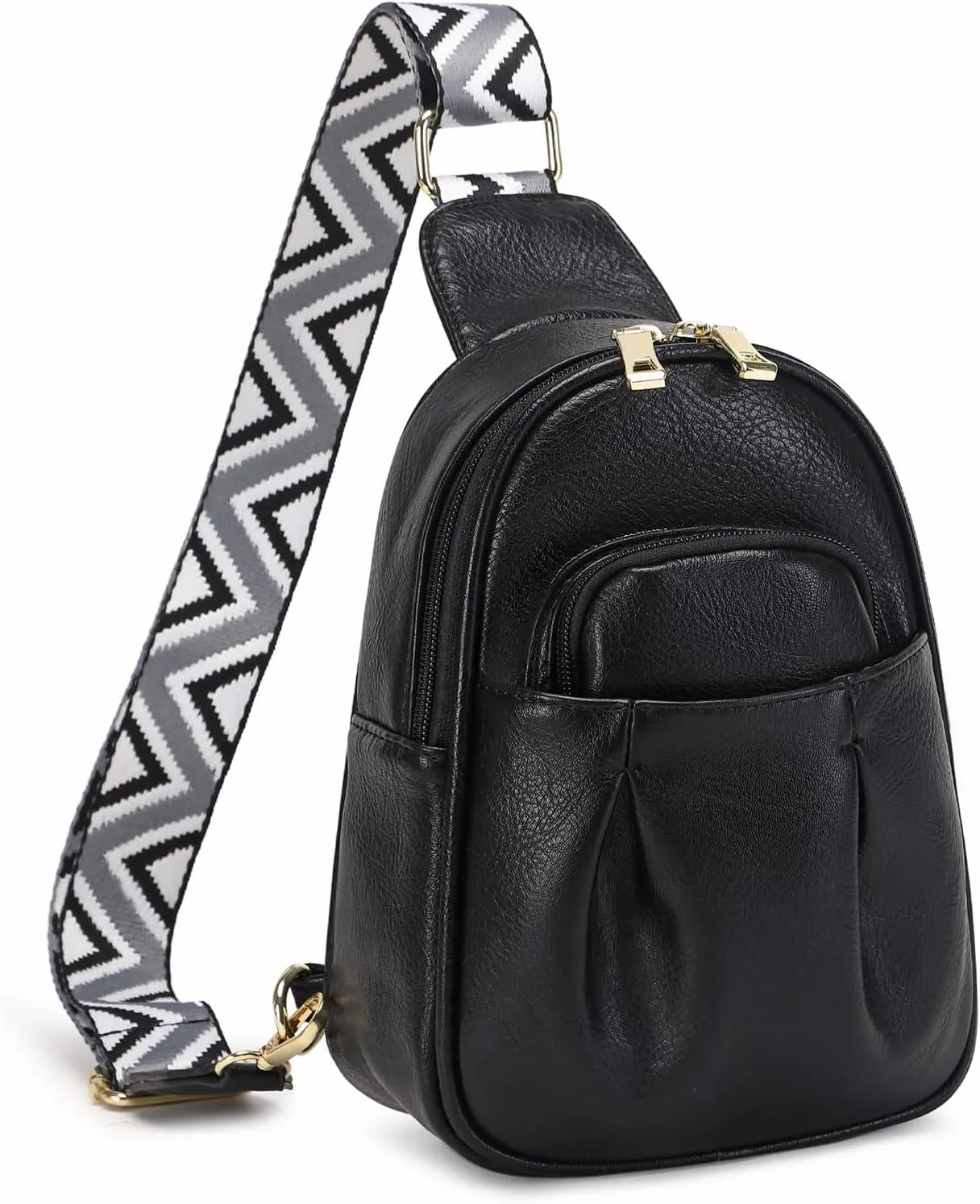 Eslcorri Small Sling Bag - Fanny Pack Crossbody Bags for Women Vegan Leather Chest Bum Belt Bag Waist Packs Casual Daypack Phone Purse for Travel Shopping Everywhere - Black