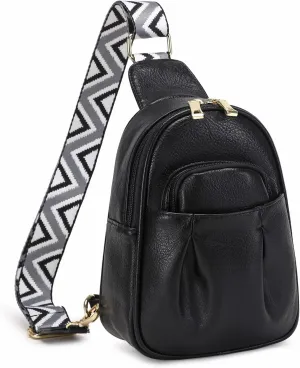 Eslcorri Small Sling Bag - Fanny Pack Crossbody Bags for Women Vegan Leather Chest Bum Belt Bag Waist Packs Casual Daypack Phone Purse for Travel Shopping Everywhere - Black