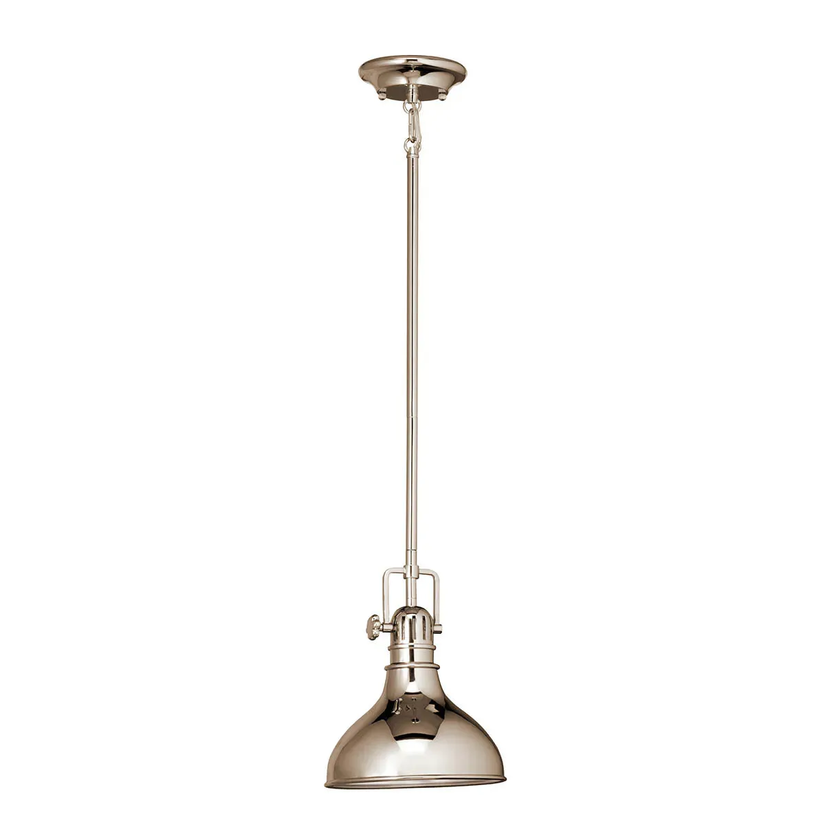 Hatteras Bay 10" 1-Light Mini Pendant Light with Clear fresnel glass, Polished nickel Finish