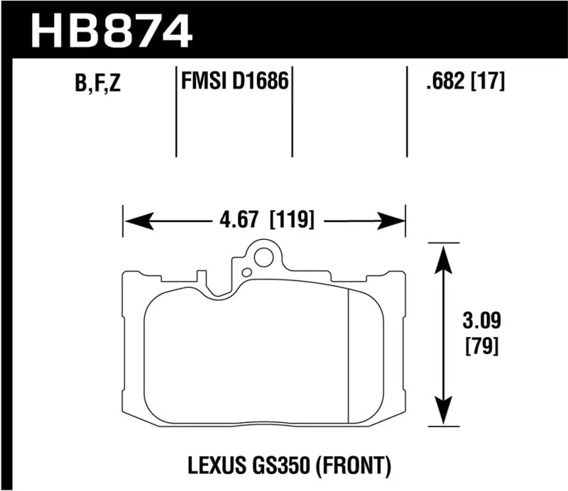 Hawk HPS 5.0 Street Front Brake Pads - 13-19 Lexus GS350 / 15-19 Lexus RC350 - HB874B.682