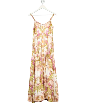 Karen Millen Multicoloured Mirrored Floral Viscose Linen Strappy Maxi Dress UK 6