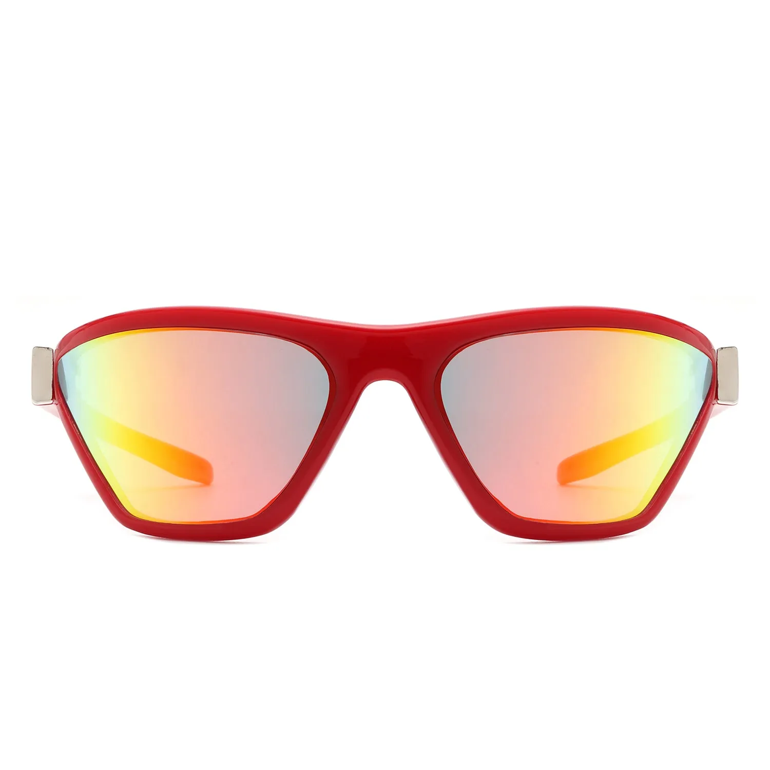 Luminize - Square Mirrored Wrap Around Sport Sunglasses