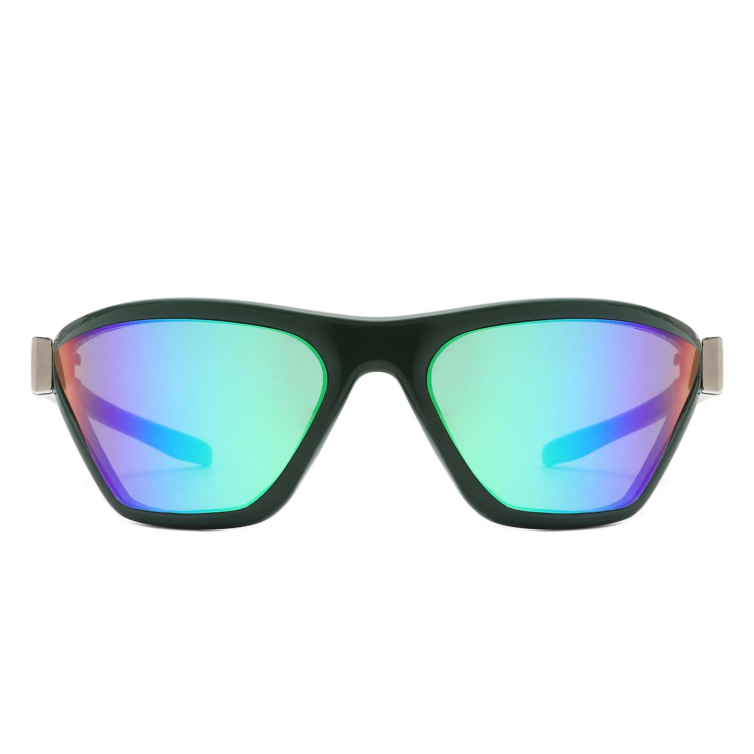 Luminize - Square Mirrored Wrap Around Sport Sunglasses