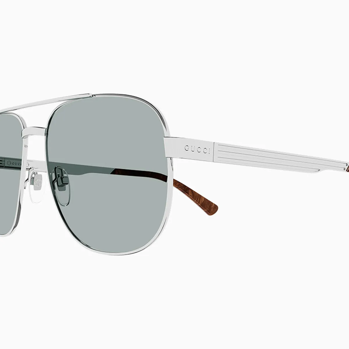 Men's Gucci Logo Silver Green Sunglasses