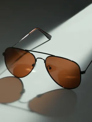 Men's Polarized Classic Brown Aviator  Sunglasses - Jazz and Sizzle