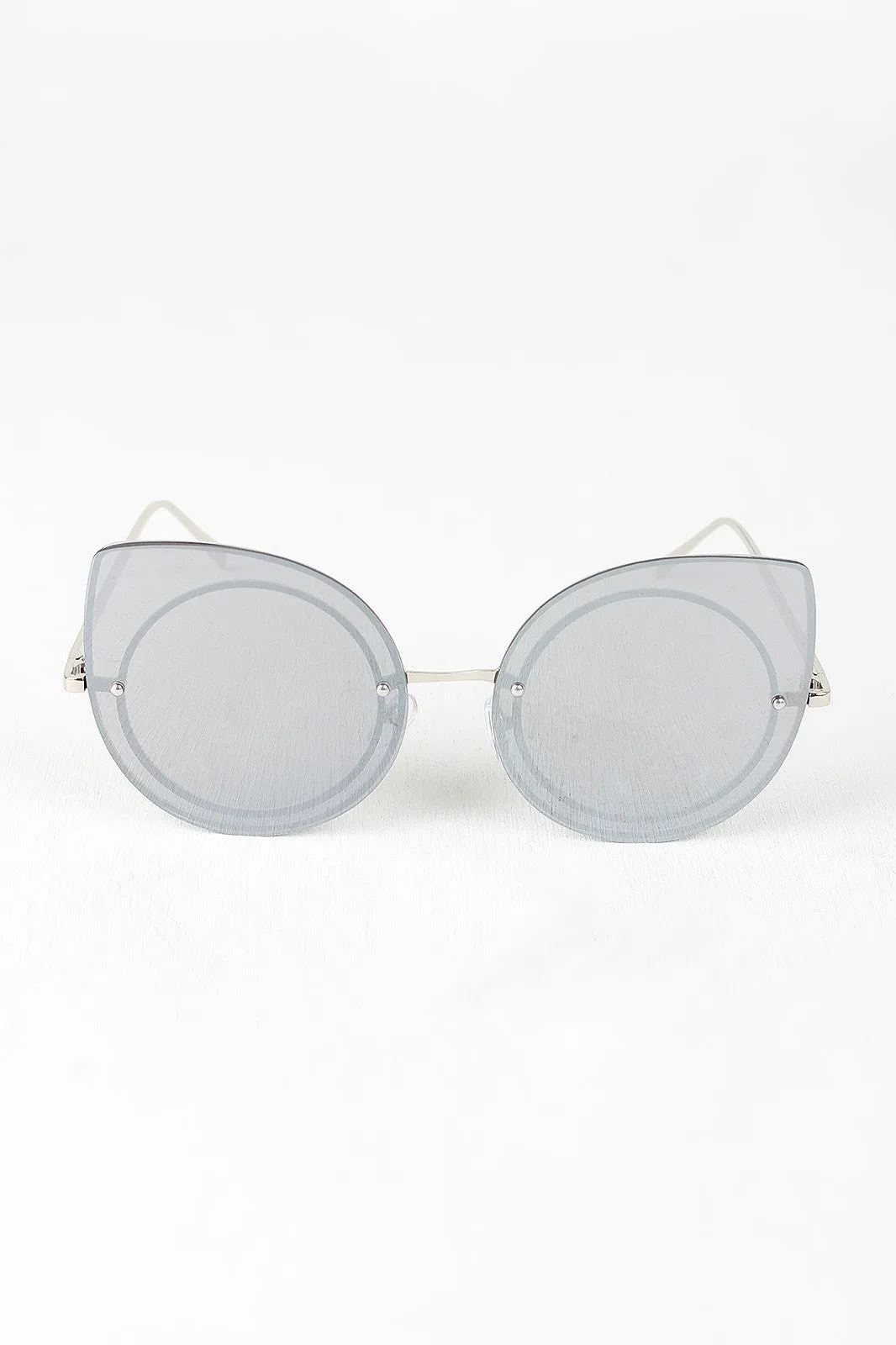 Mirrored Cat Eye Round Sunglasses
