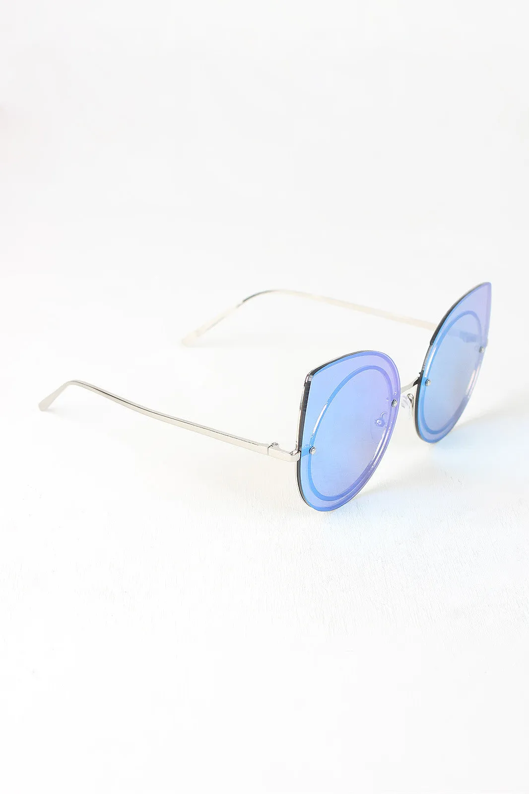 Mirrored Cat Eye Round Sunglasses