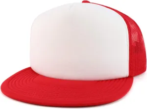 Oversized XXL 5 Panel Flat Bill Foam Trucker Mesh Back Baseball Cap