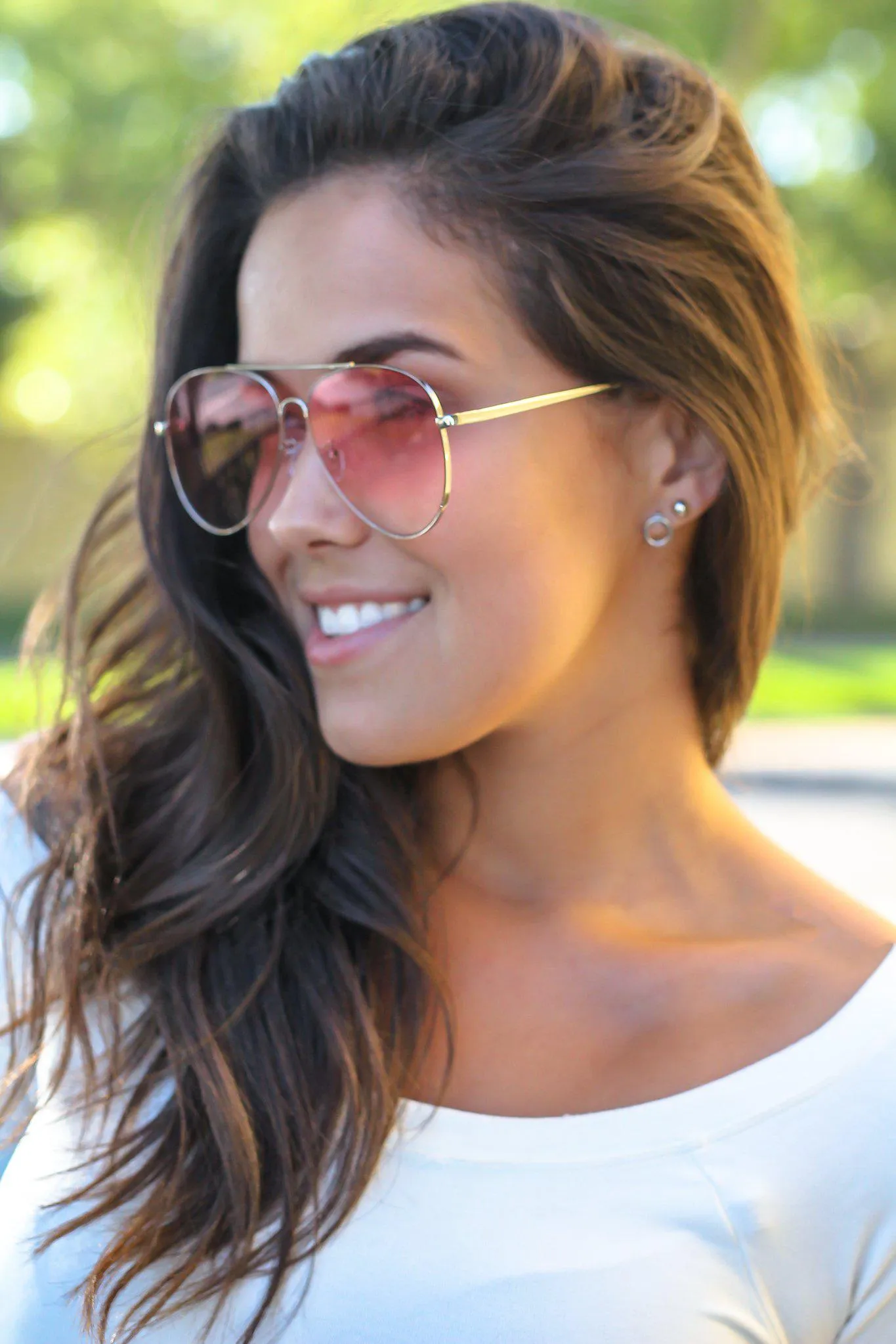 Pink Aviators with Silver Frame
