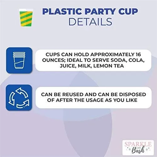 Pink Plastic Tumbler Cups, Cupcake Party Decorations (16 oz, 16 Pack)