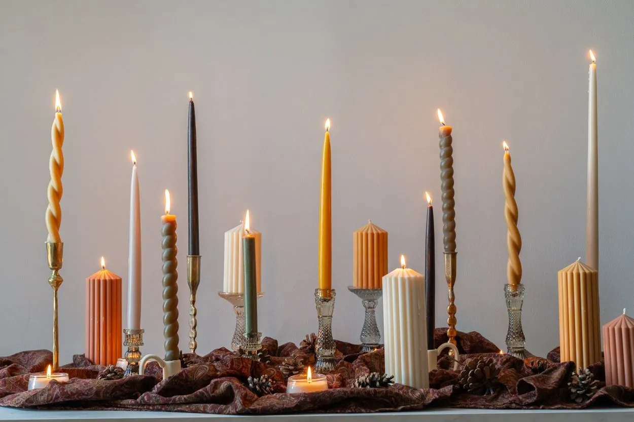 Pressed Glass Pillar Candle Holder