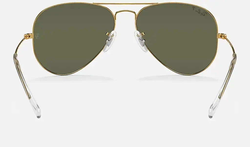 RAY-BAN Aviator Classic Sunglasses - Gold - Crystal Green Polarized Lens