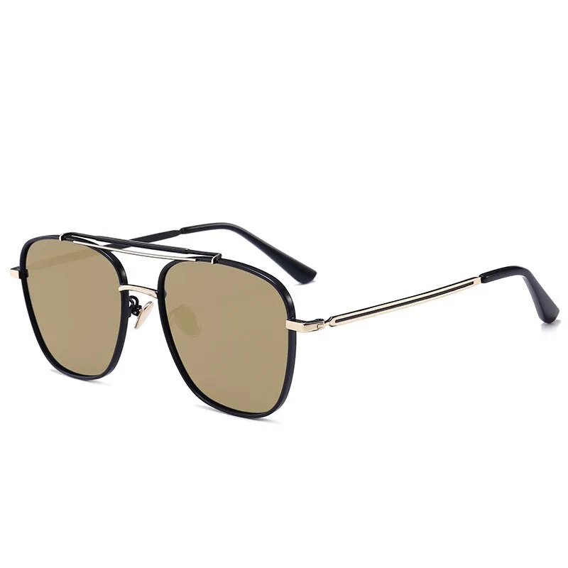 Reven Jate Women's Full Rim Oval Double Bridge Alloy Polycarbonate Polarized Sunglasses 80303