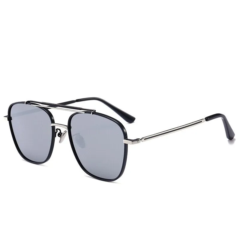 Reven Jate Women's Full Rim Oval Double Bridge Alloy Polycarbonate Polarized Sunglasses 80303