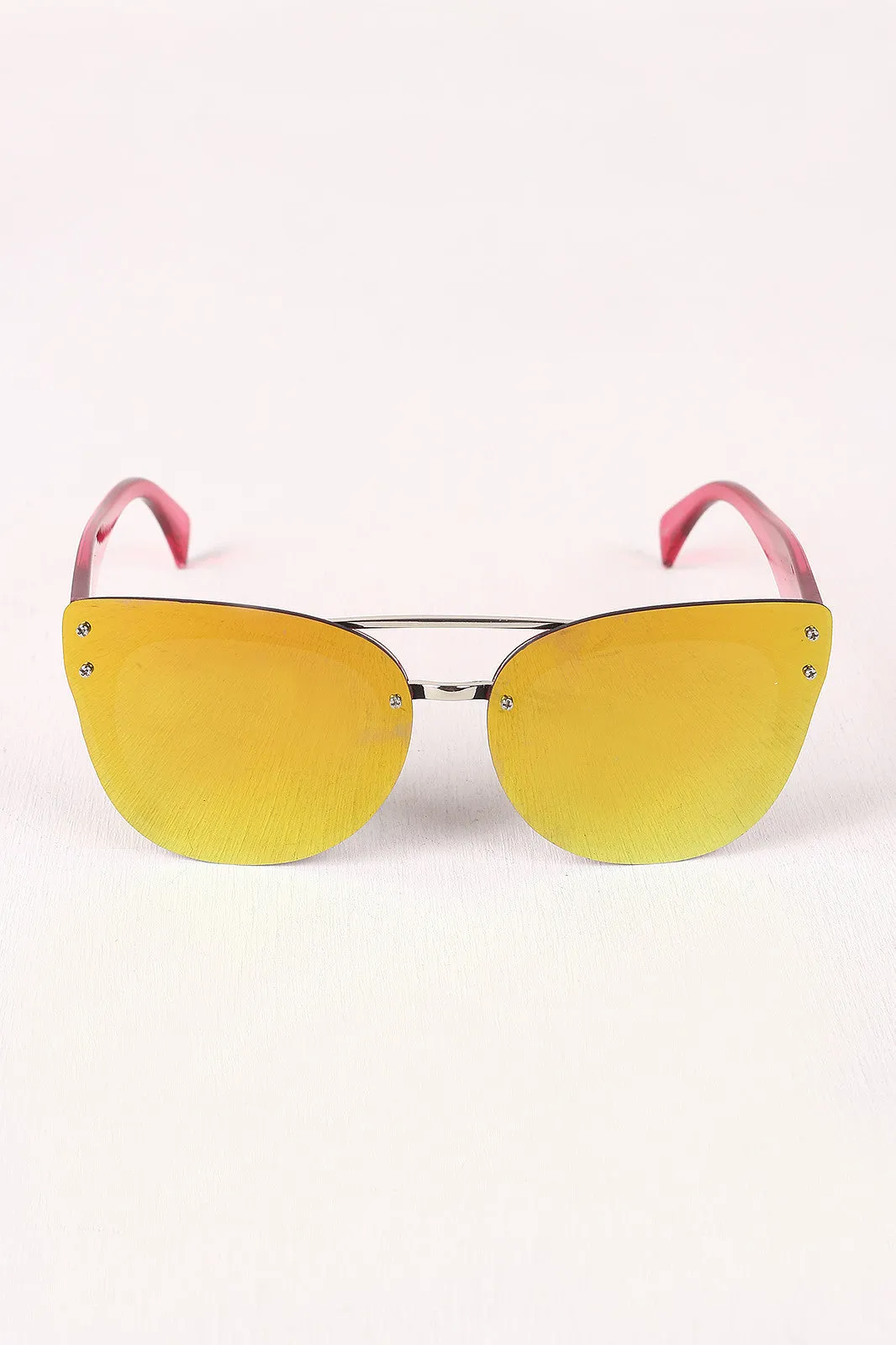 Rimless Mirrored Butterfly Sunglasses