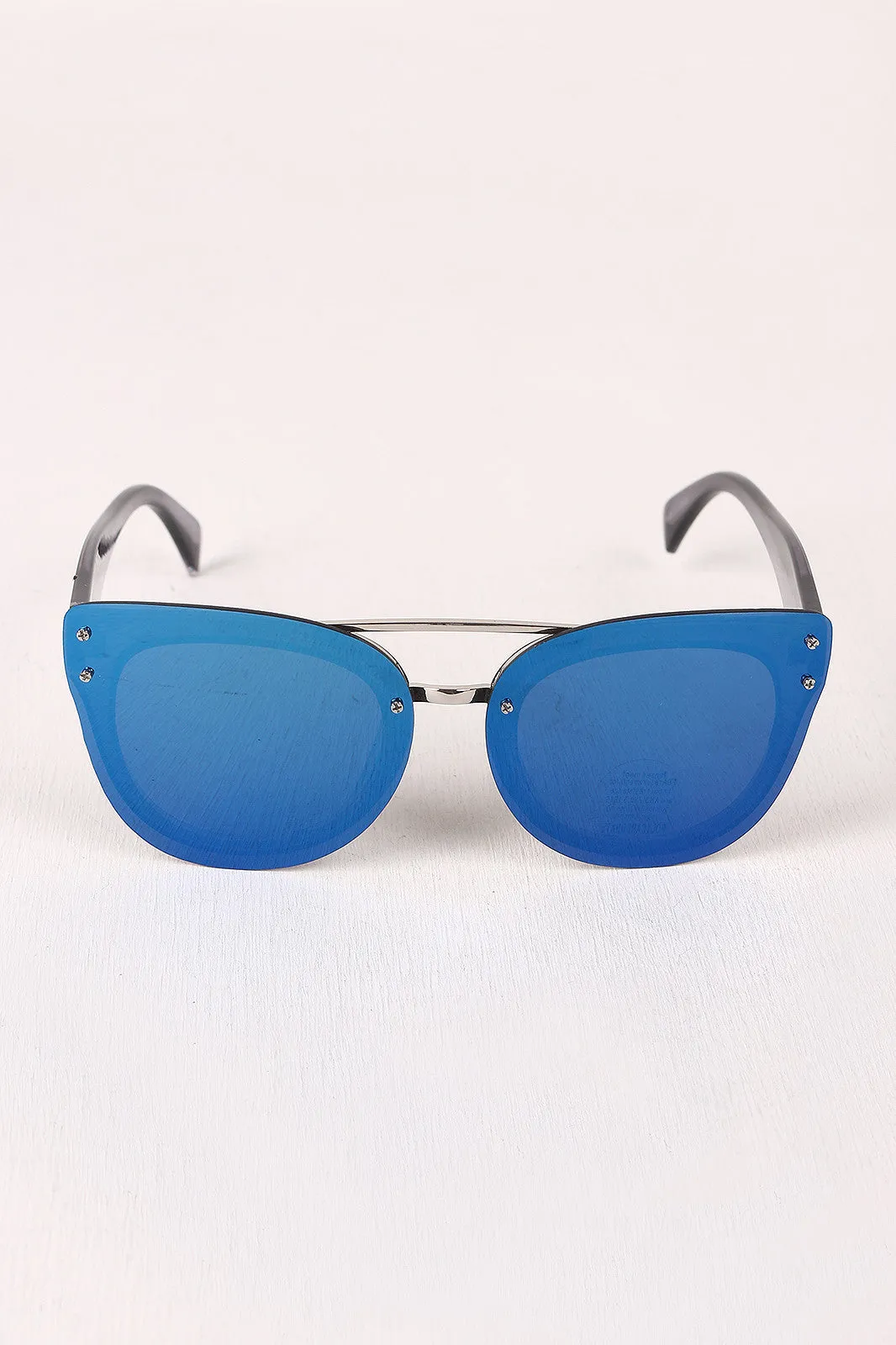 Rimless Mirrored Butterfly Sunglasses
