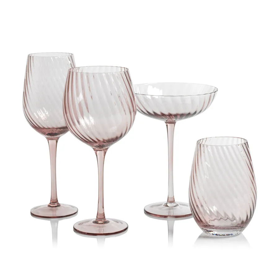 Savoy Optic Swirl Glassware - Lilac