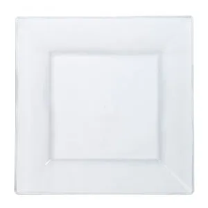 Squares - Clear 9.5" Square Plastic Dinner Plates (Case Qty: 120)
