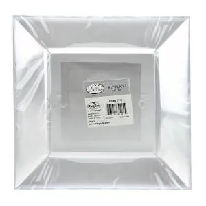 Squares - Clear 9.5" Square Plastic Dinner Plates (Case Qty: 120)