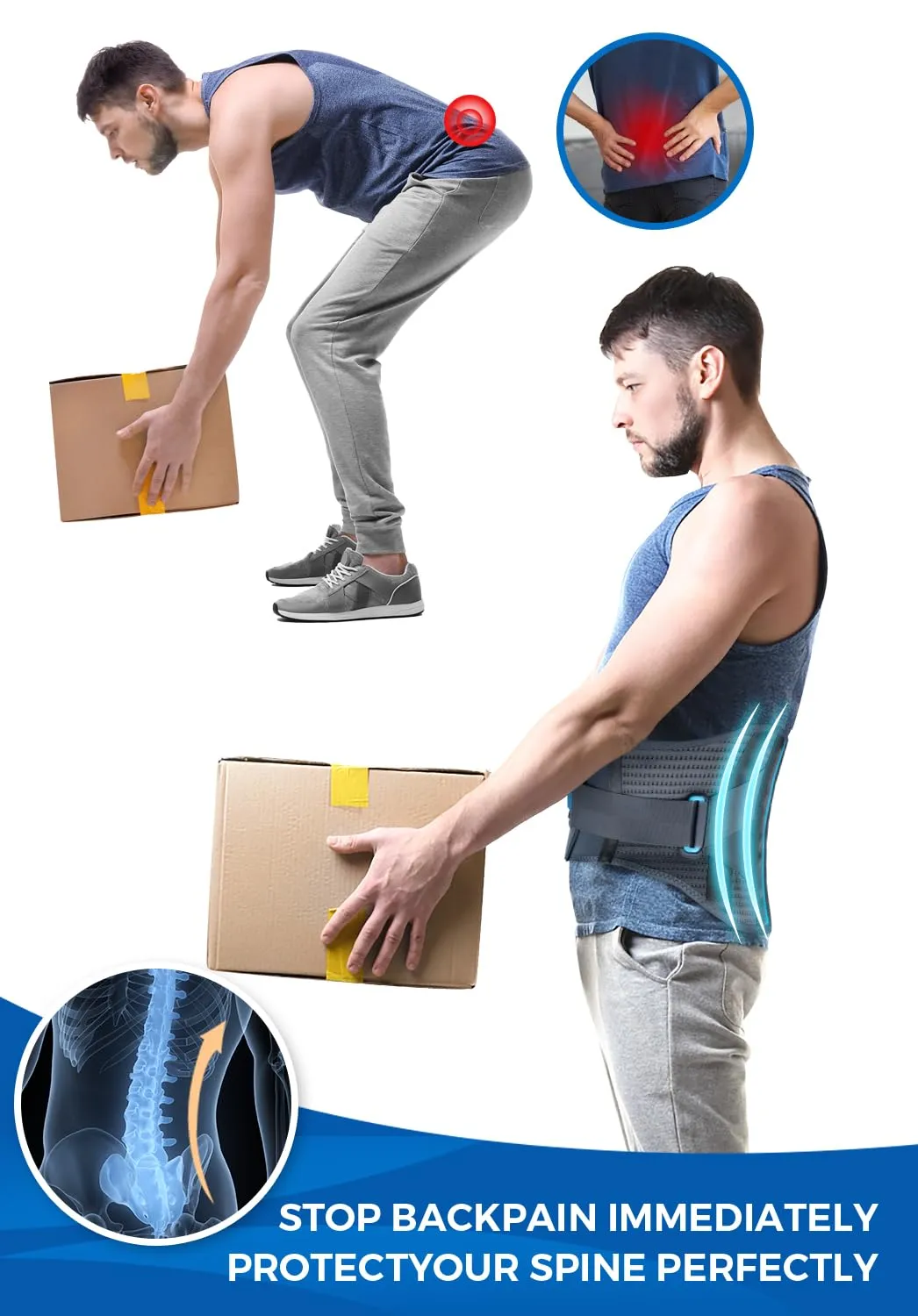 T TIMTAKBO Lower Back Brace W/Removable Lumbar Pad for Men Women Plus Size Herniated Disc,Sciatica,Scoliosis,Waist Pain,Lumbar Support Belt(Gray-2XL Fit Belly 37.5"-47")