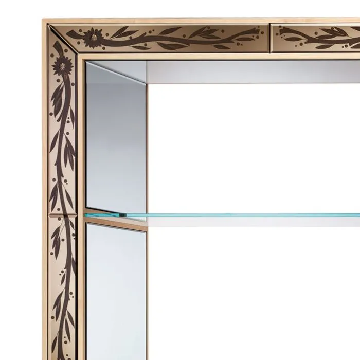 Tall Maple Bookcase With Venetian Mirror Inserts