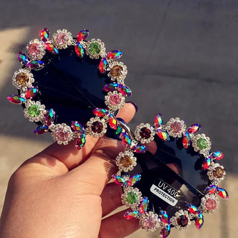 TEEK - Bedazzled Boom Handmade Round Sunglasses