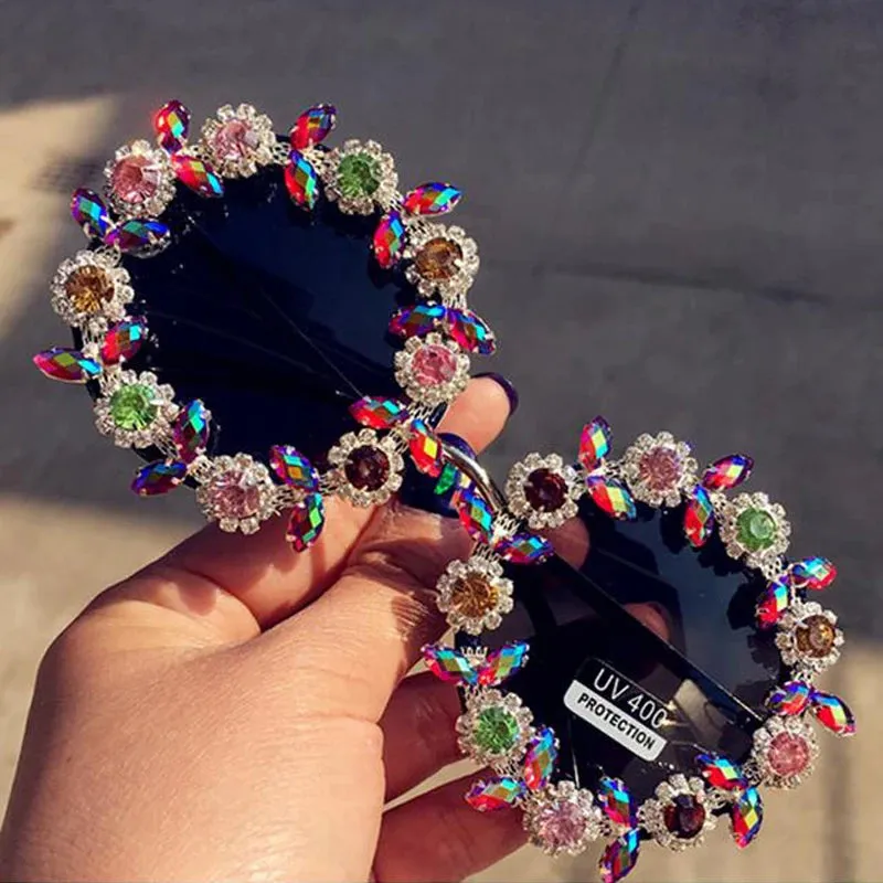 TEEK - Bedazzled Boom Handmade Round Sunglasses
