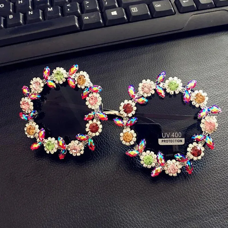 TEEK - Bedazzled Boom Handmade Round Sunglasses