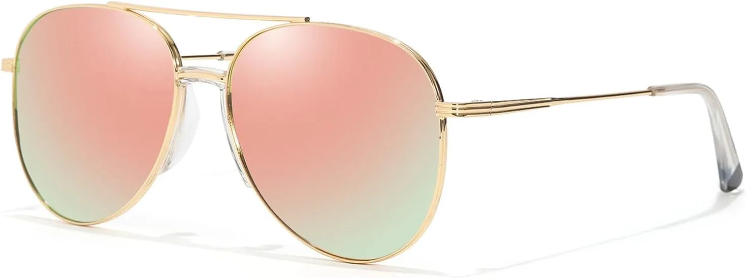 TJUTR Tangle Free Aviator Sunglasses for Women Men, Polarized UV400 Protection Trendy Shades, No-Snag Metal Frame Glasses