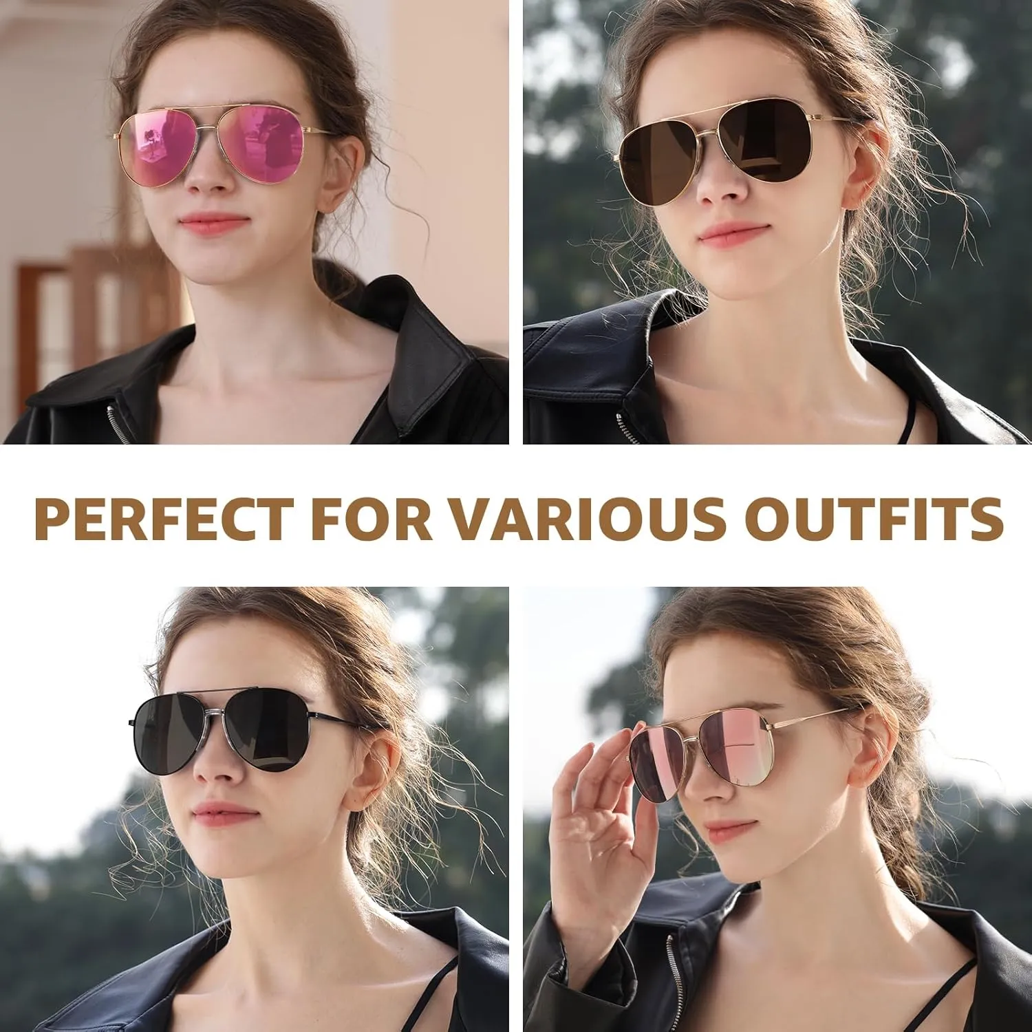 TJUTR Tangle Free Aviator Sunglasses for Women Men, Polarized UV400 Protection Trendy Shades, No-Snag Metal Frame Glasses